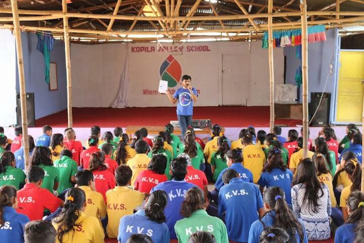 Prakash Koirala teaches financial education to students at Kopila Valley School in Surkhet, Nepal.