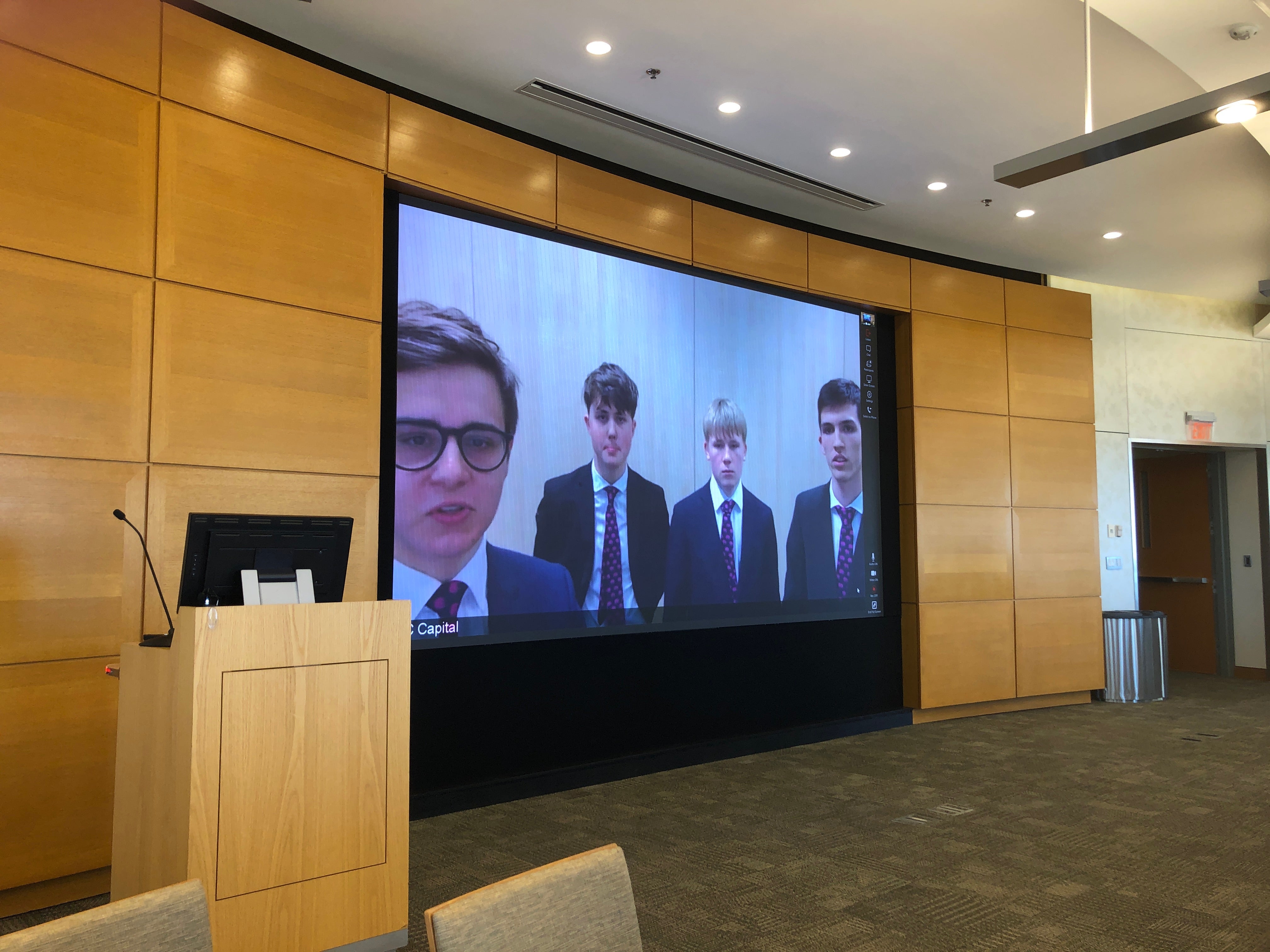 DC Invests of Dulwich College in the U.K., which presented by videoconference on March 16, is the KWHS team Wildcard pick to compete in the Global Finale.