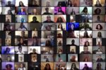 A grid of video call participants displayed in a virtual meeting, each individual visible in a small square.