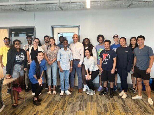 TF's and TA's posing with Professor David Musto
