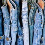 A Rack Of Second Hand Jeans