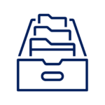 Icon of a stack of papers in a tray, representing organization or document management.